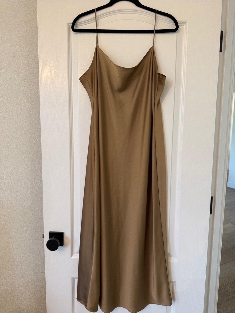 J Crew Gwyneth Satin Slip Dress in Camel
